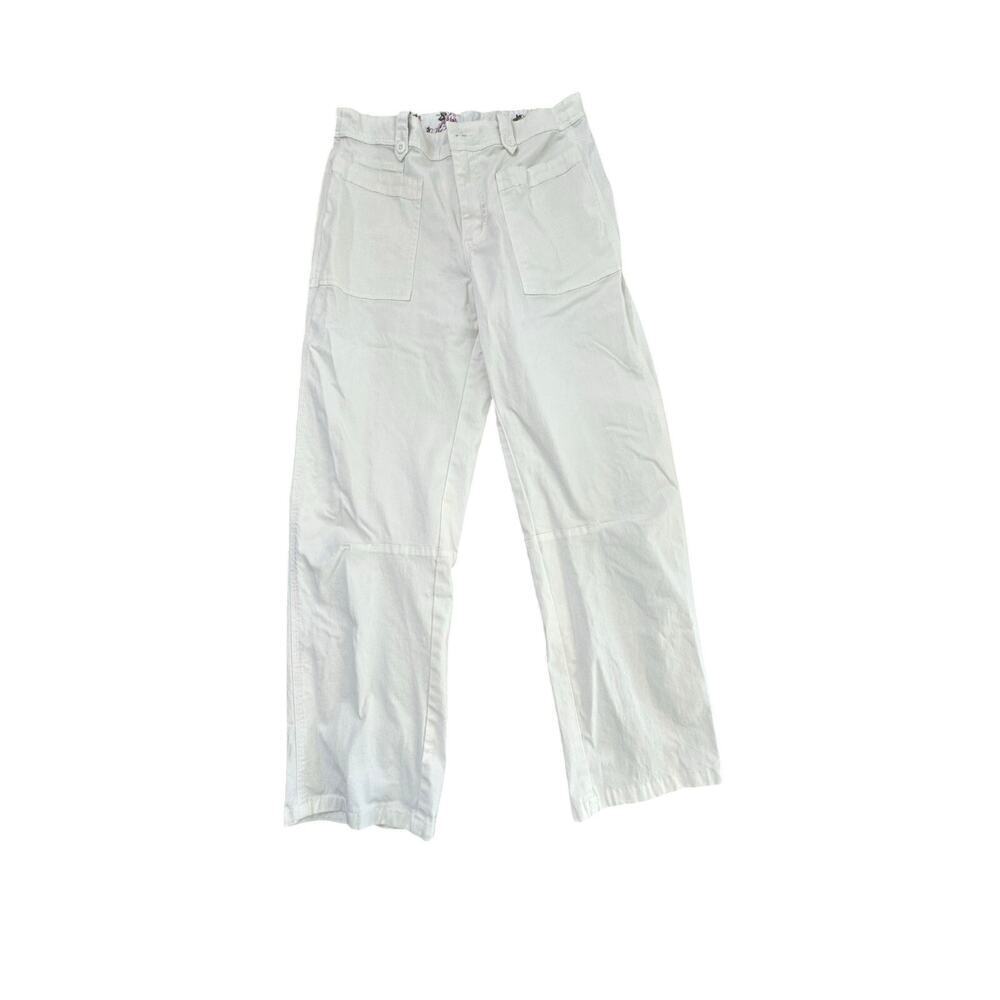 Sandance Women's White Cotton Blended Straight Leg Pants Size 6